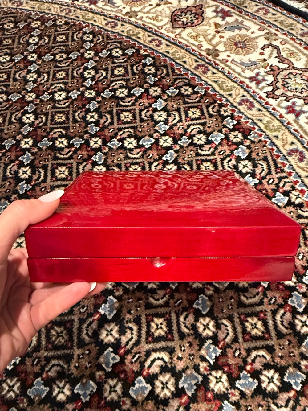 Red  wooden Jewelry Display Box with White Interior - Picture 3 of 9